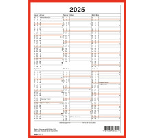 SIMPLEX Wandkalender 2025 032040.25 6M/1S rot/weiss ML A4