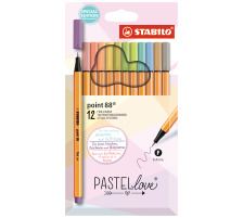 STABILO Fasermaler Pen 88 1mm 8812-7-7 Pastellove 12 Stück
