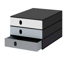 STYRO Systembox styroval 24x33x20cm 14-8050.9 grau/schwarz 3 Schubladen