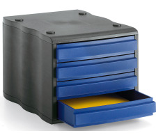 STYRO Schubladenbox schwarz/blau 248850039 4 Fächer