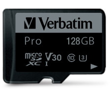 VERBATIM Micro SDXC Pro U3 128GB 47044 Read 90MB/sec. Write 45MB/sec
