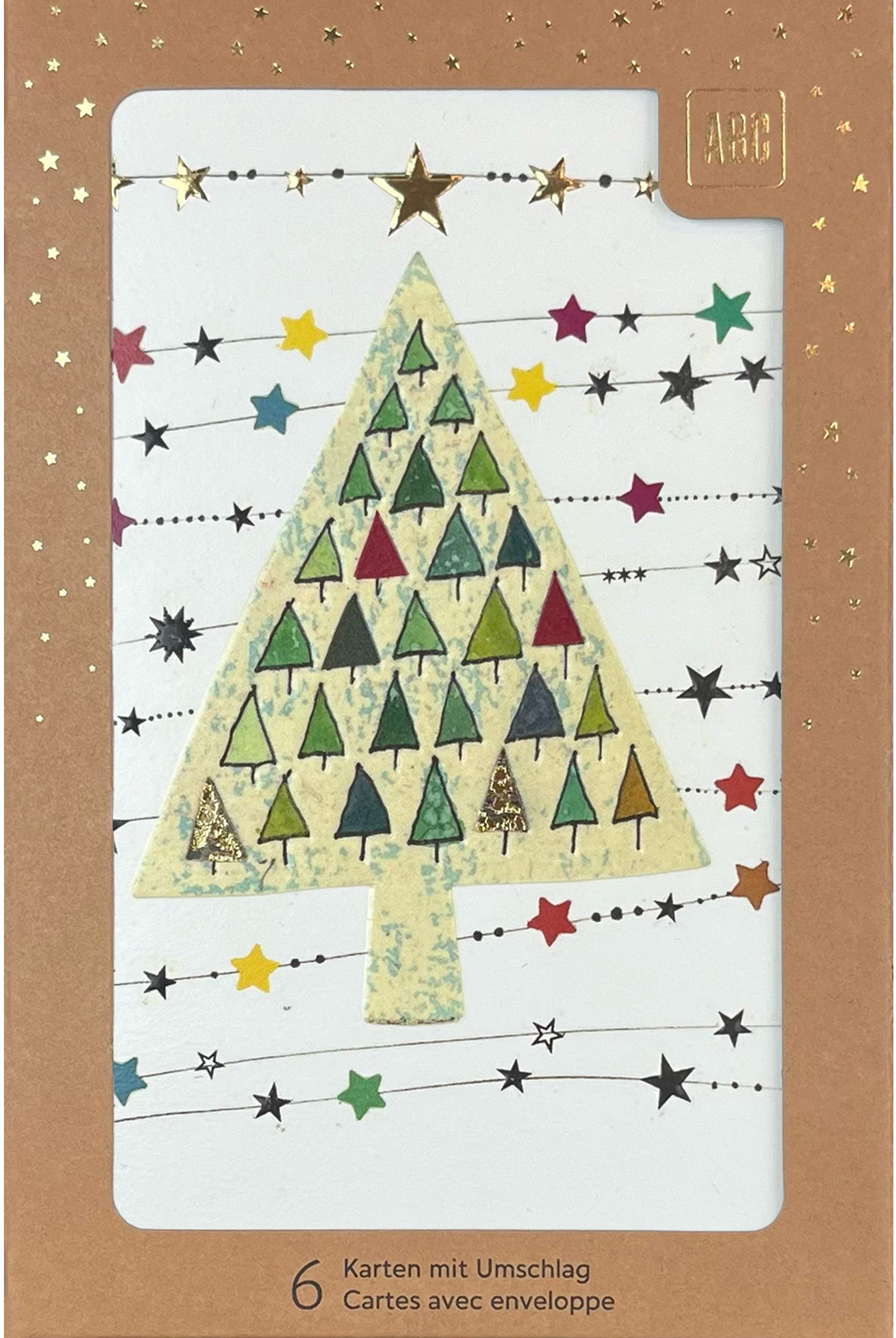 ABC Weihnachtskarten B6 18216 Tannenbaum 6 Stück