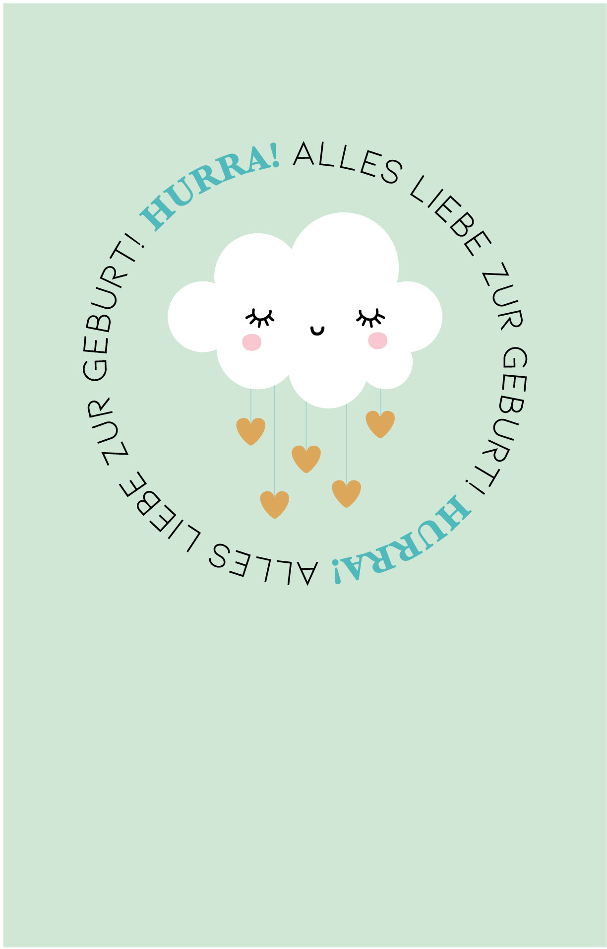 photo ABC Carte de voeux Baby B6 52652 Nuage avec coeurs
