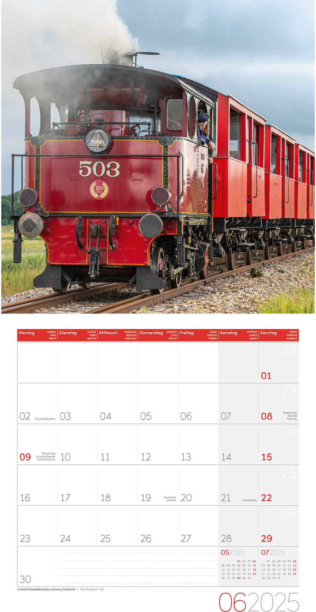ACKERMANN Calendrier 2025 4515 Lokomotiven ML 30x30cm