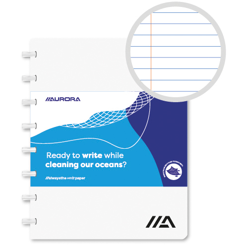 photo ADOC Classeur Ocean Waste A5 3011.211 blanc, ligné 72 feuilles