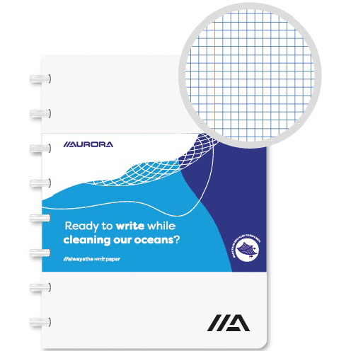 photo ADOC Classeur Ocean Waste A5 3055.211 blanc, quadrillé 72 feuilles