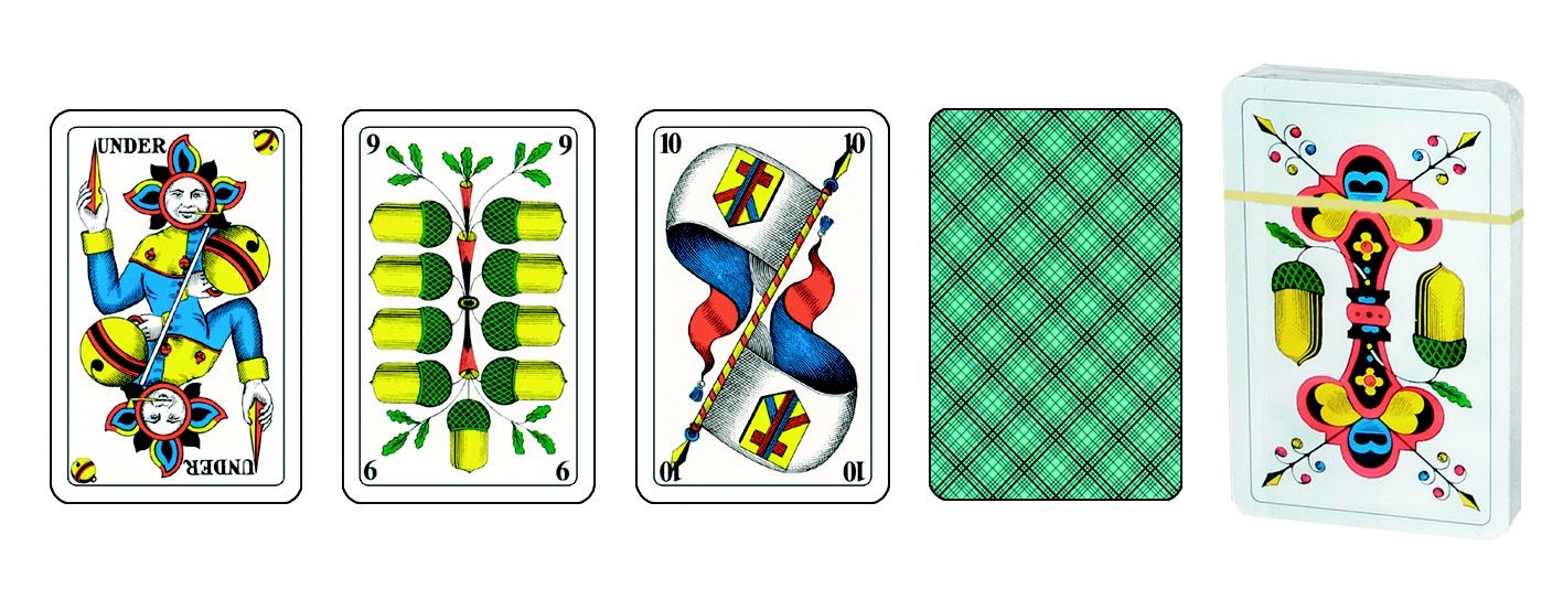AGMÜLLER Jeux de cartes Jass 3D 57x89mm 1068012111 bleu CH 36 cartes