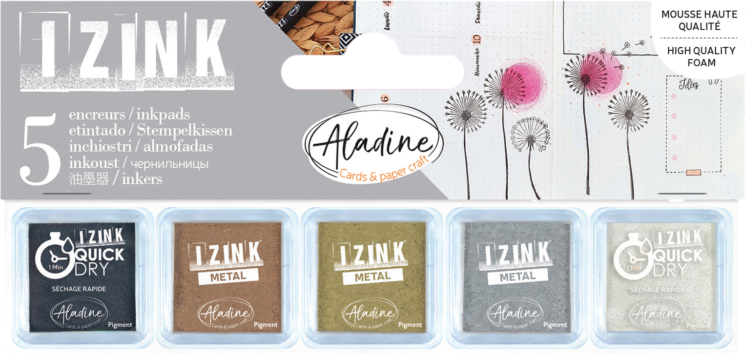 photo ALADINE Tampon encreur 03945 métallique 5 pièces