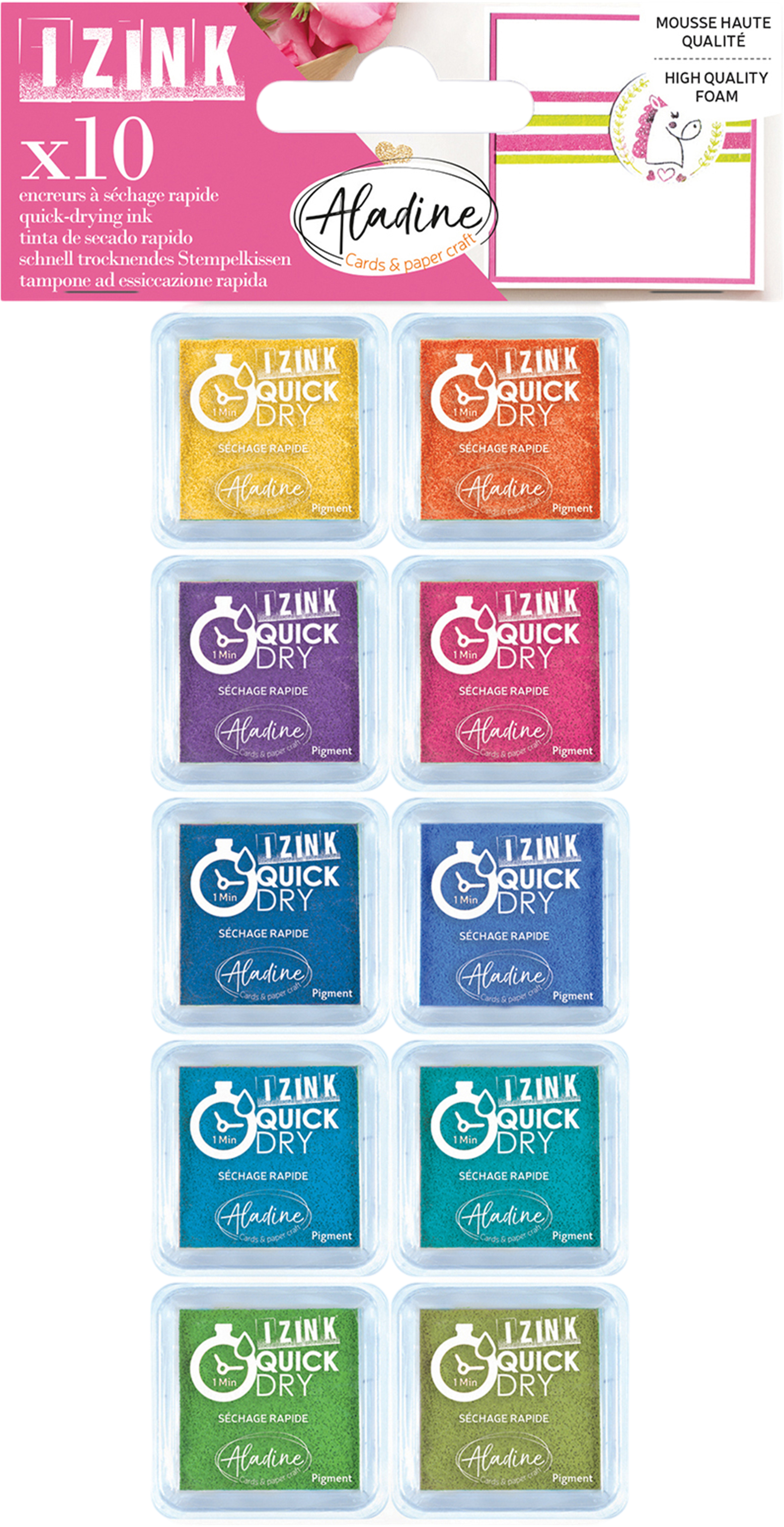 photo ALADINE Tampon encreur 03976 assorti 10 pièces