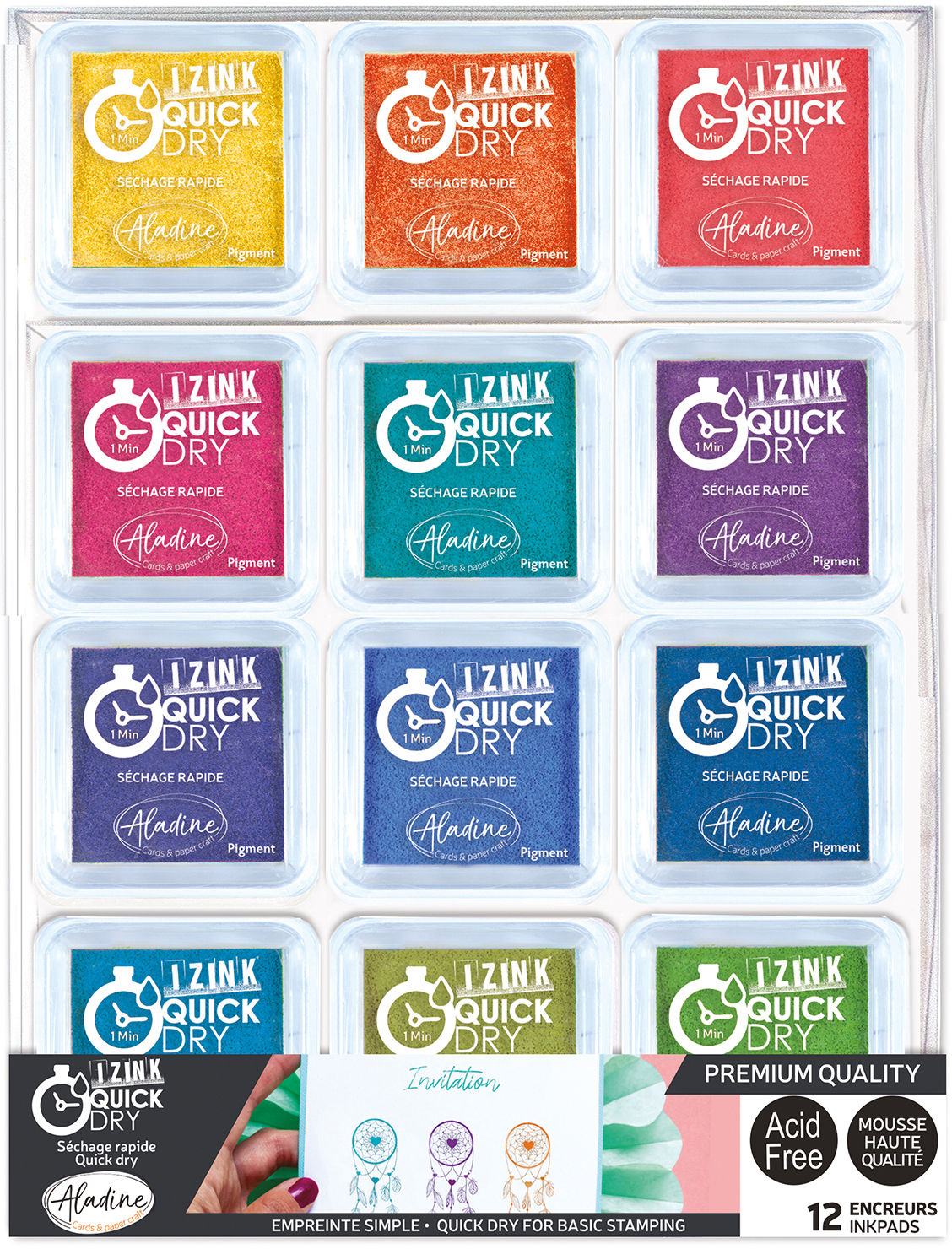 photo ALADINE Tampon encreur 19708 assorti 12 pièces