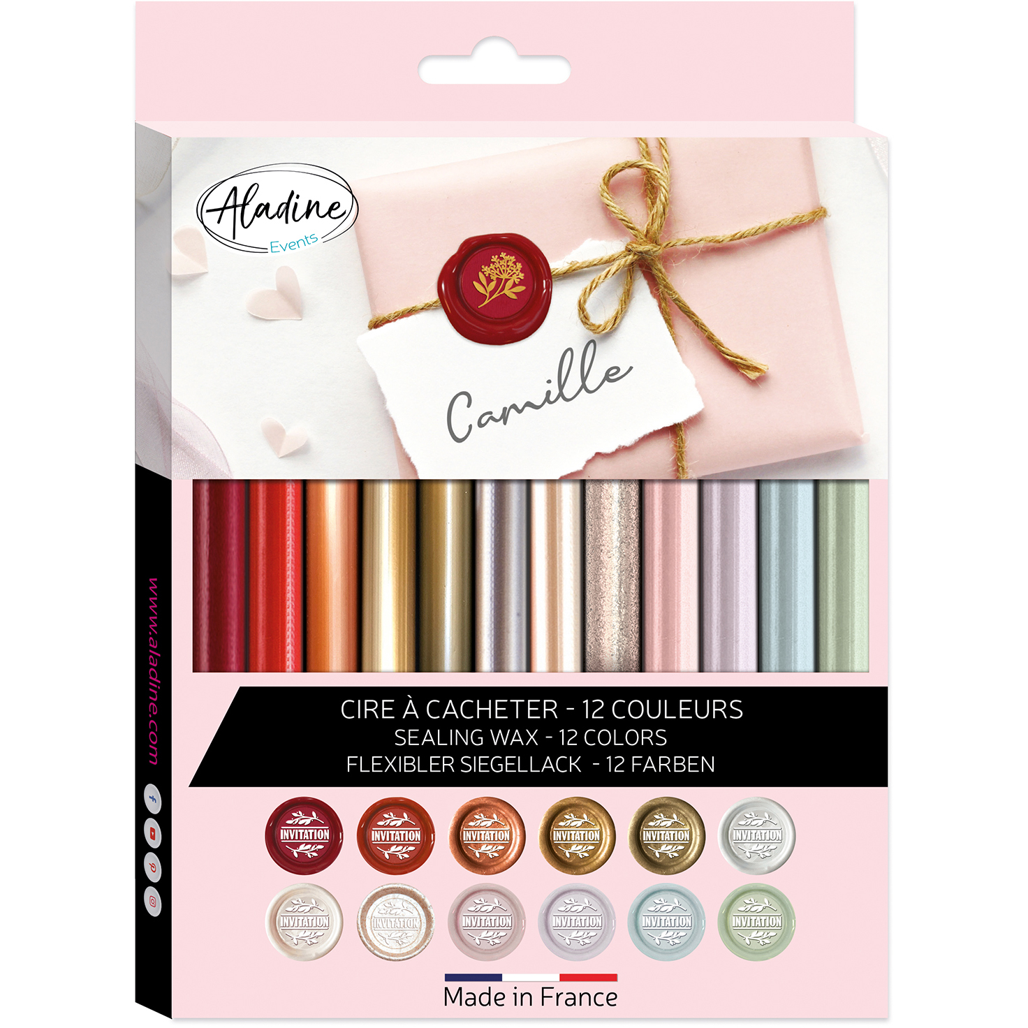 photo ALADINE Cire à cacheter 72422 12 couleurs, assorti