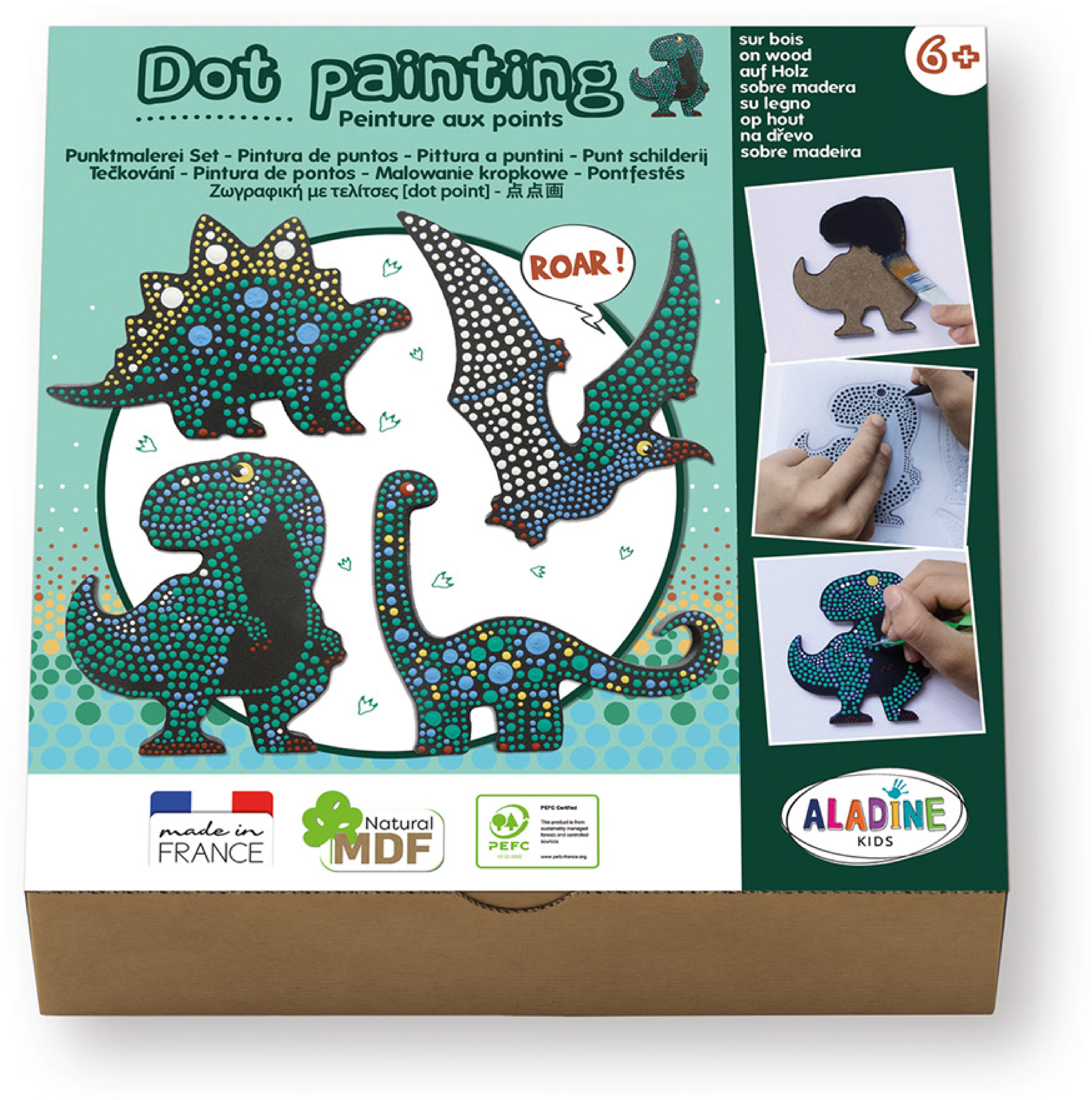 ALADINE Dot Painting Set 85479 Dino 3-teilig