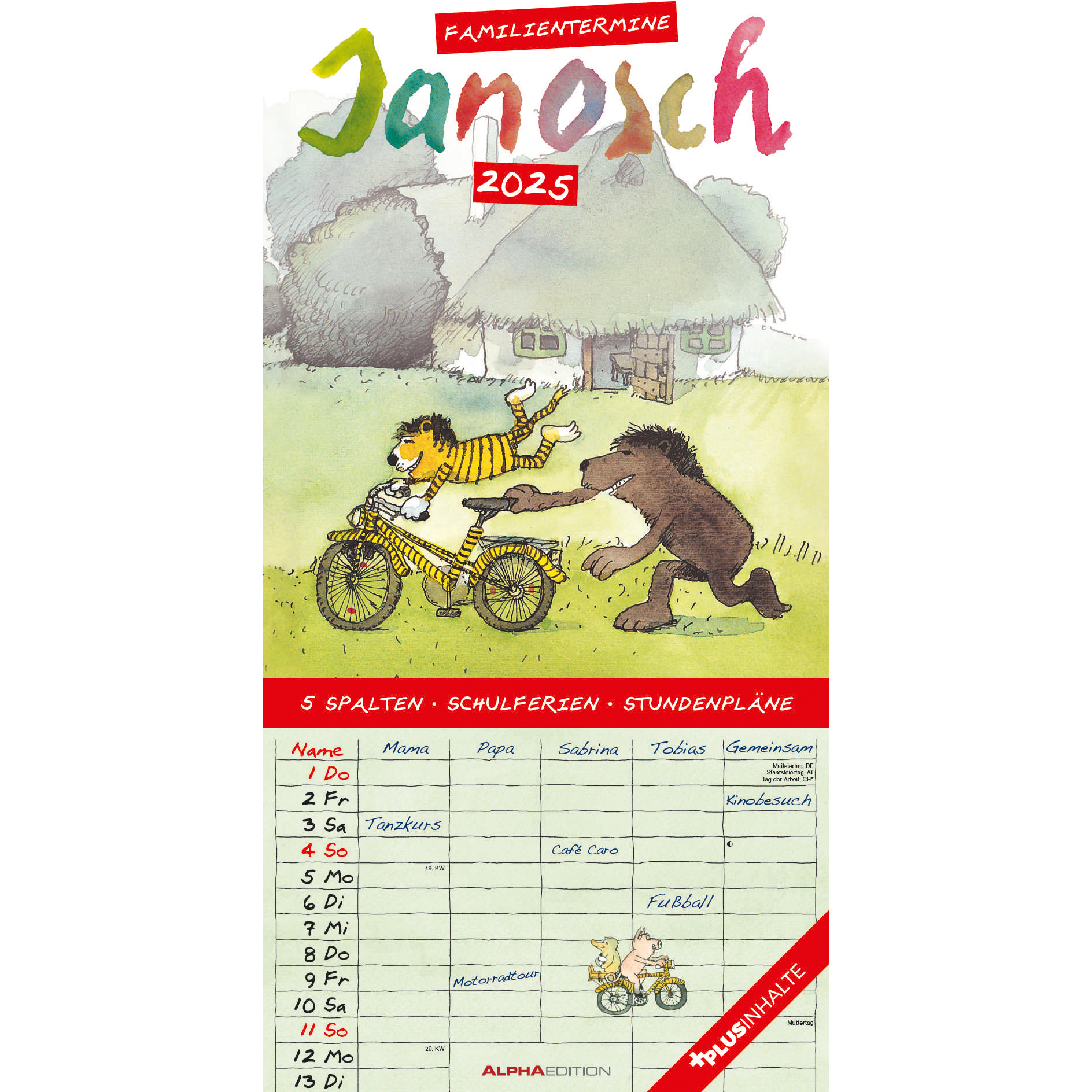 ALPHA EDITION Familienplaner Janosch 2025 104397 DE/FR/EN 22x45cm