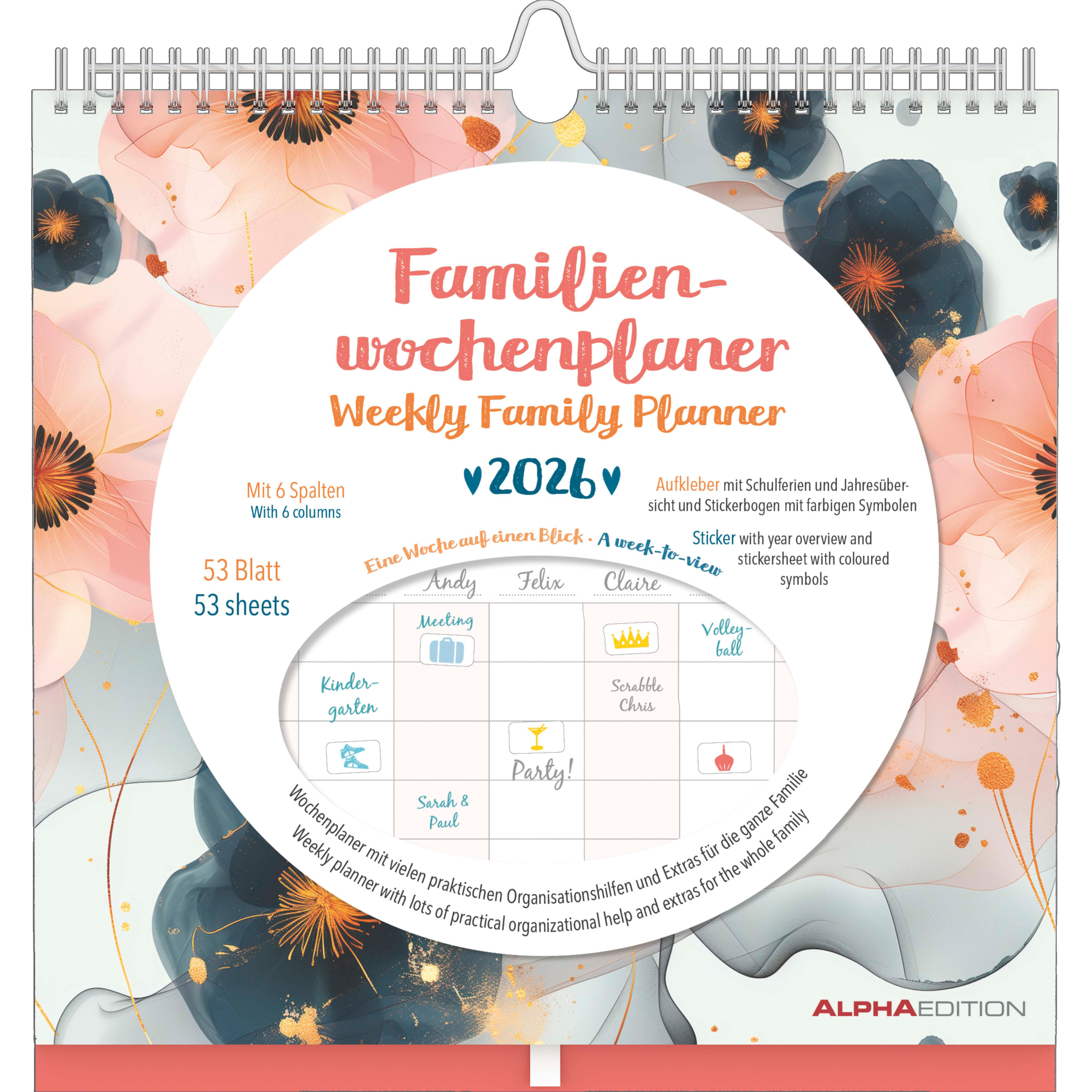 photo ALPHA EDITION Calendrier familial 2026 160327 Flowers 30.5x30.5cm