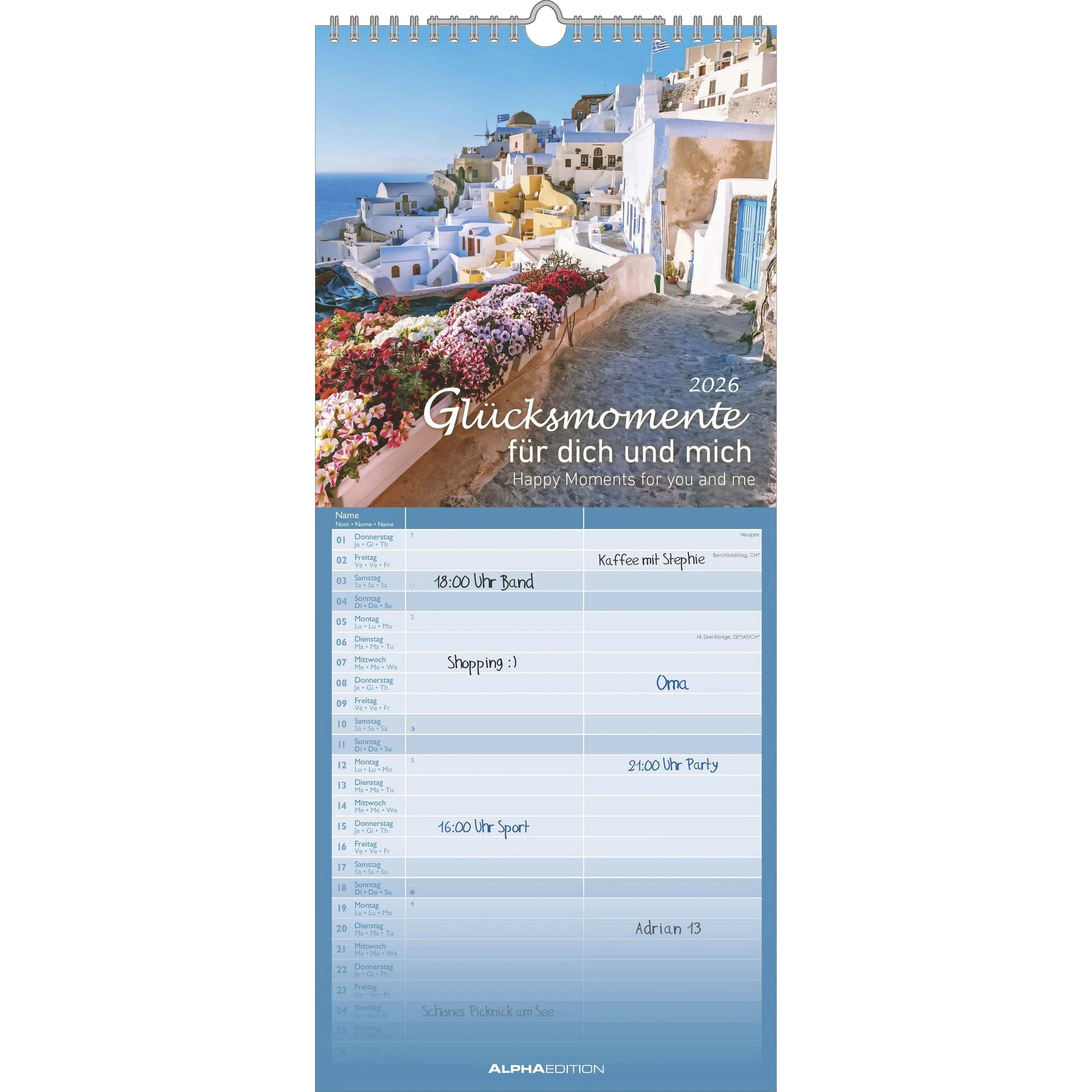 photo ALPHA EDITION Calendrier familial 2026 160329 Moments de bonheur 19.5x45cm