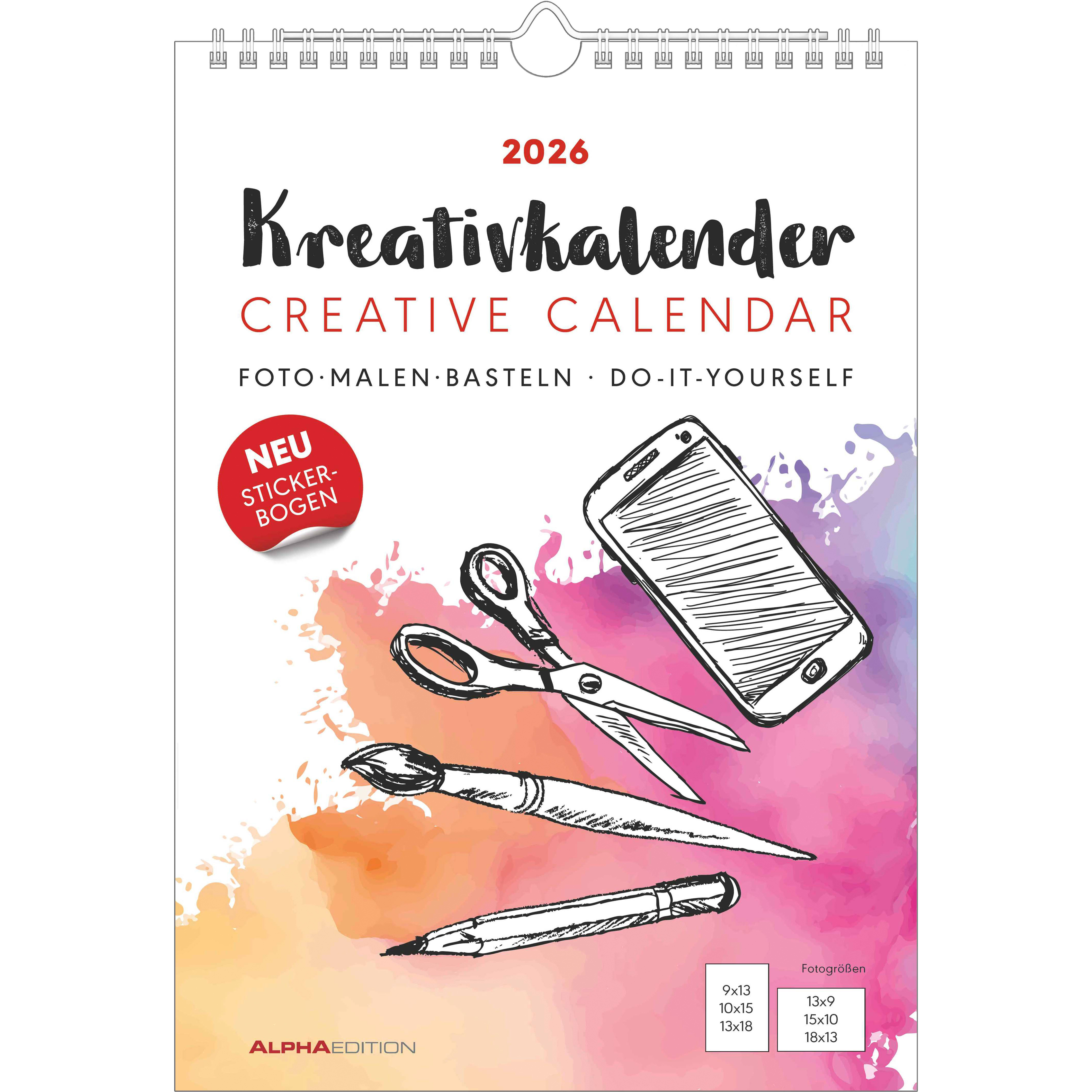 photo ALPHA EDITION Calendrier de bricolage 2026 160599 1M/1P blanc ML 21x29.7cm