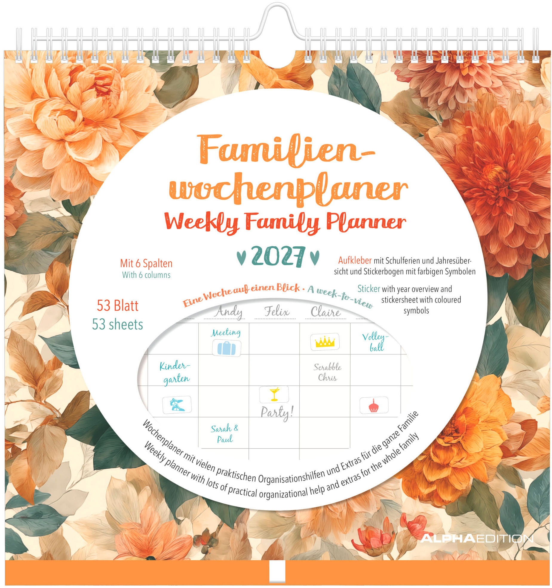 photo ALPHA EDITION Calendrier familial 2027 161658 Flowers 30.5x30.5cm