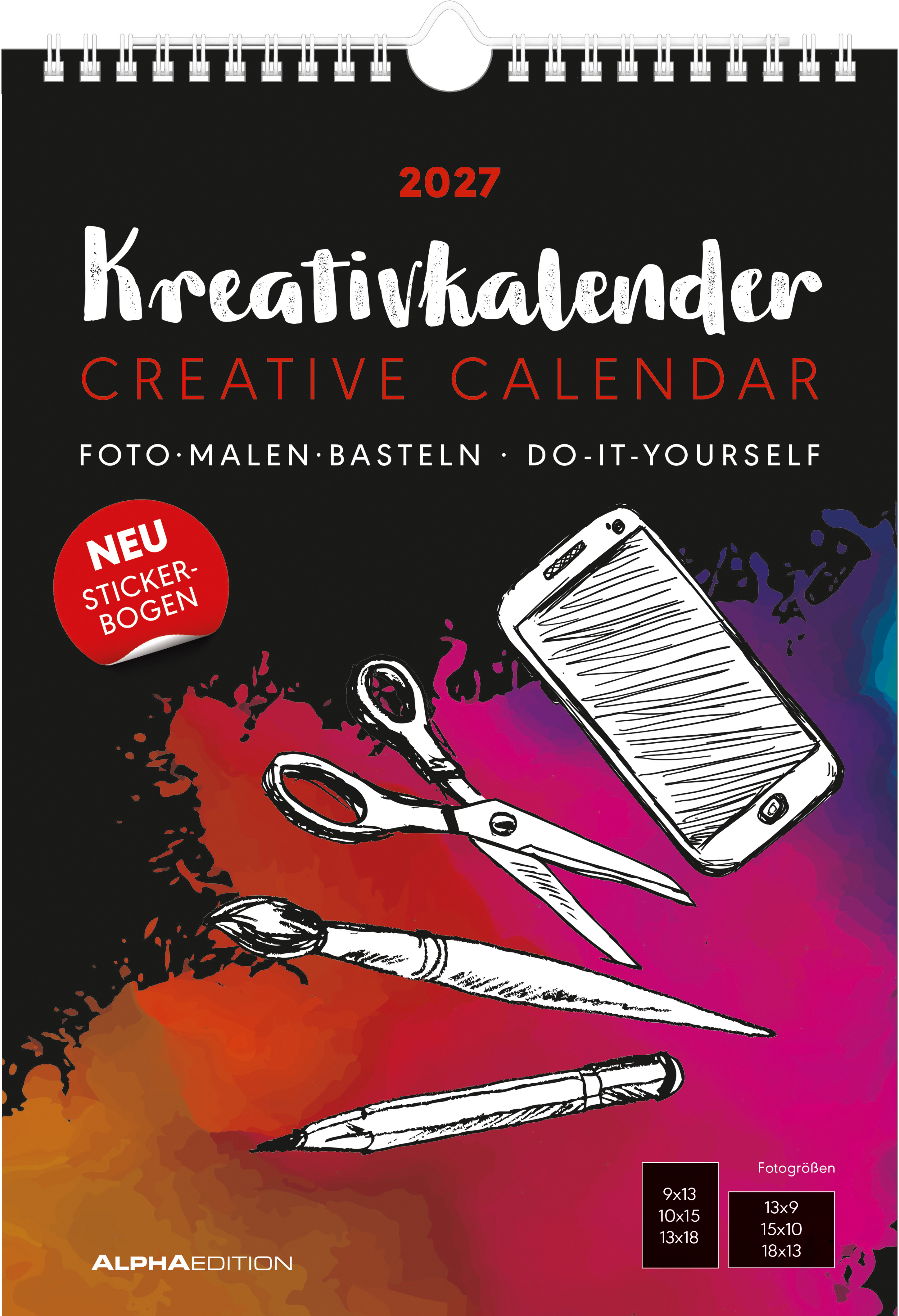 photo ALPHA EDITION Calendrier de bricolage 2027 161821 1M/1P noir ML 21x29.7cm