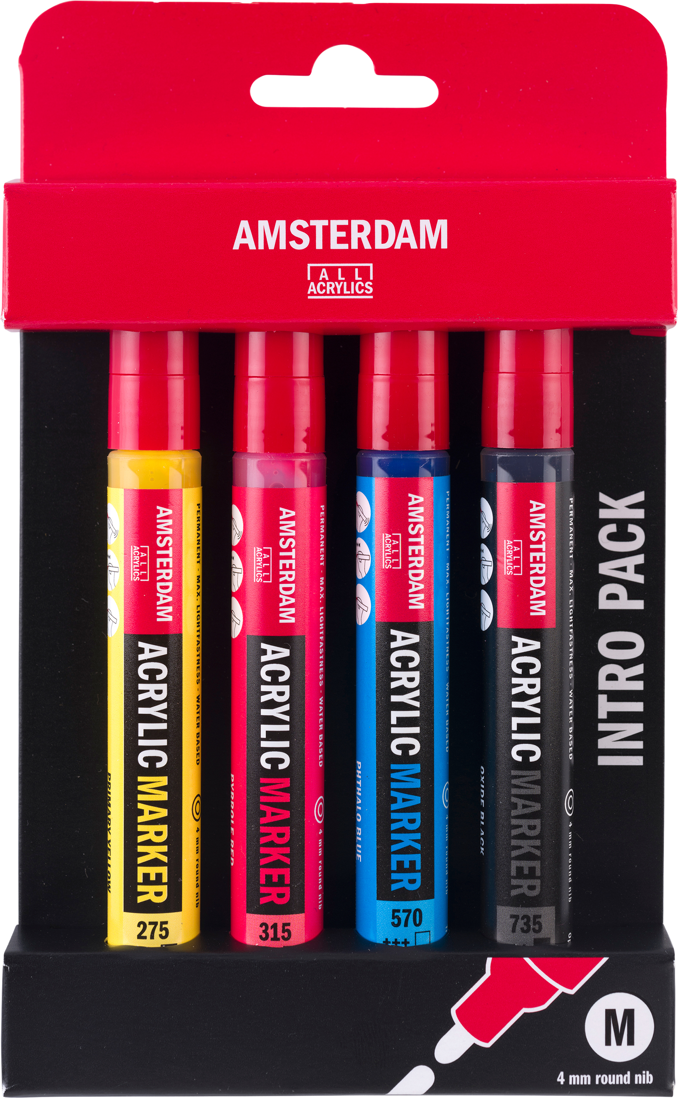 photo AMSTERDAM Acrylic Marker Starter 4mm 17519001 assorti 4 pièces