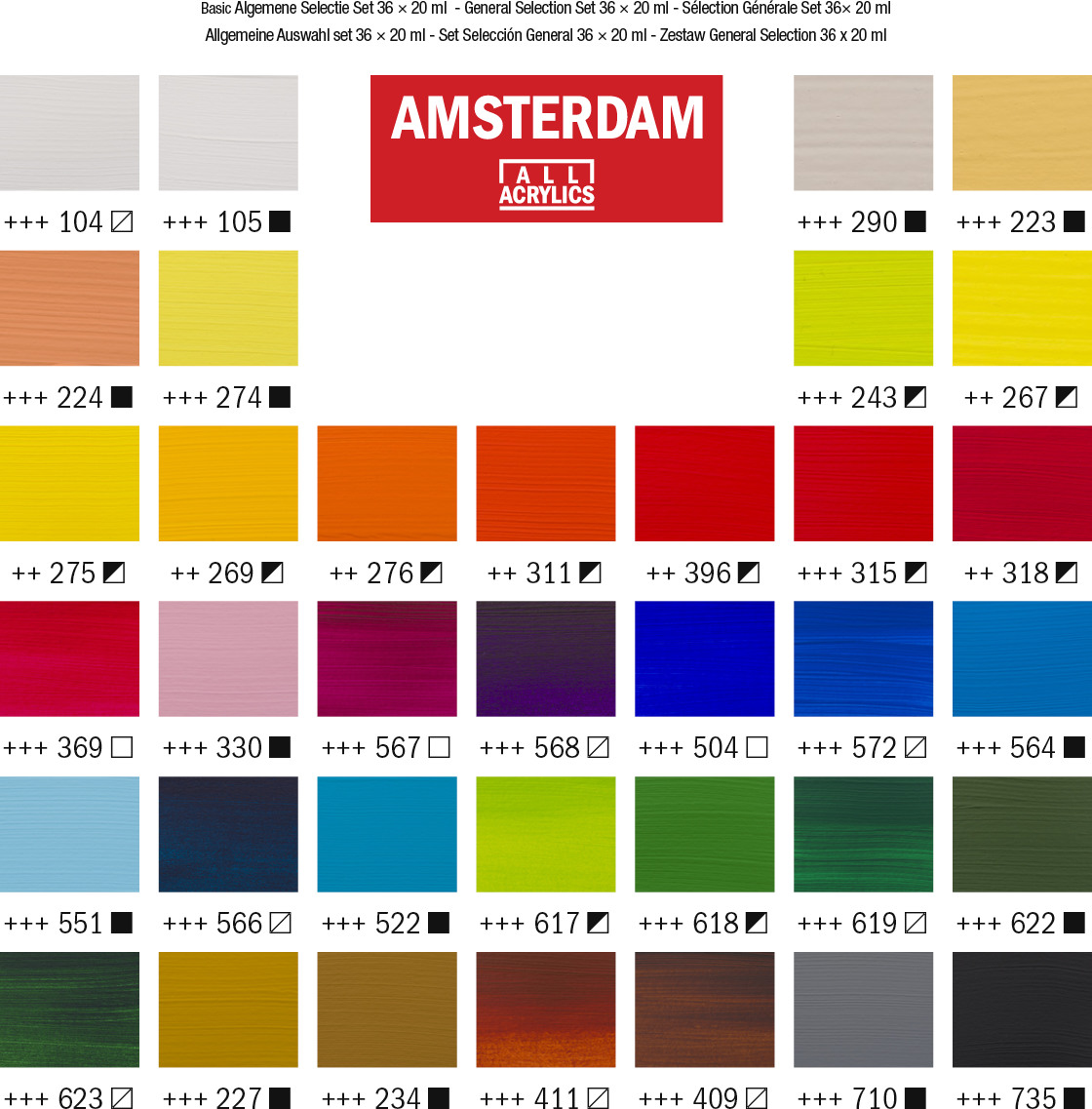 AMSTERDAM Standard Series Acryl Set 17820437 ass. 36x20ml