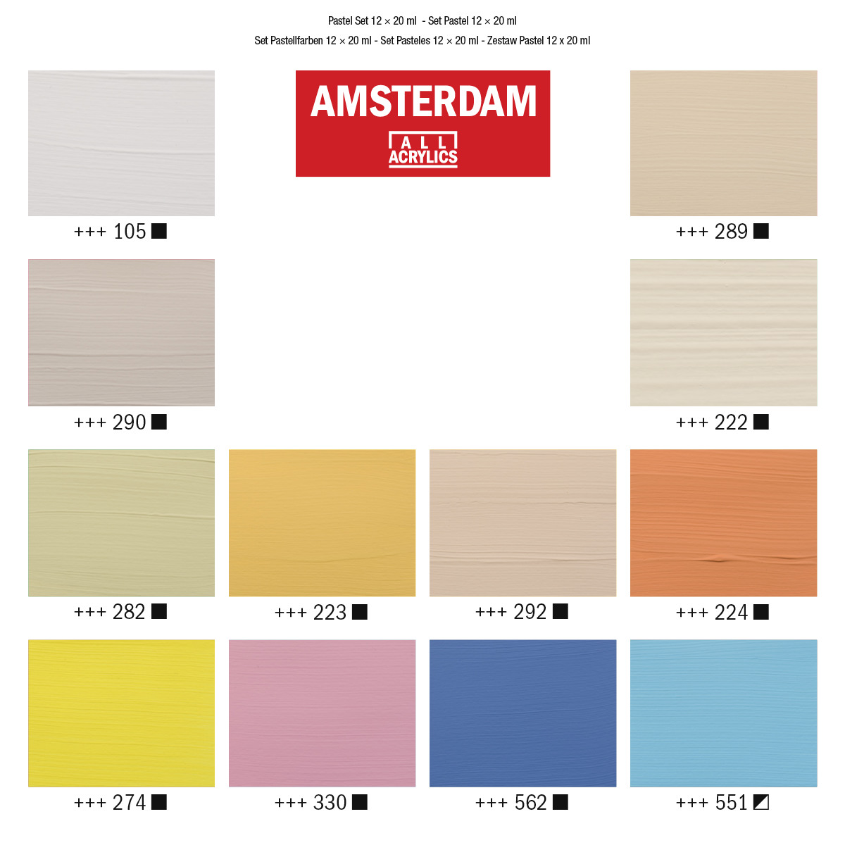 AMSTERDAM Standard Series Acryl Set 17820601 Pastel 12X20ml