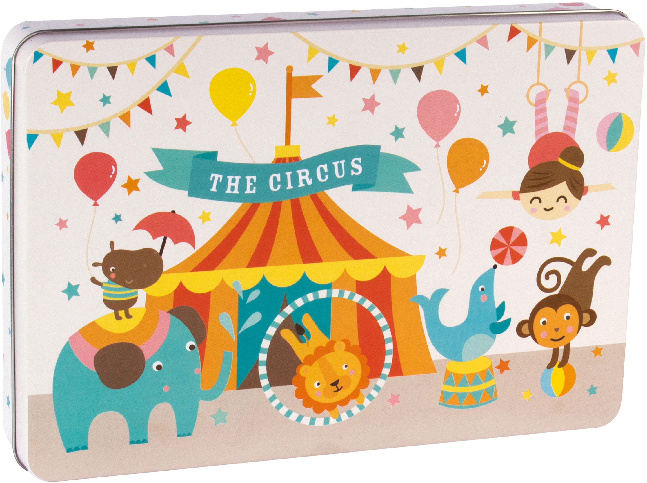 photo APLI KIDS Puzzle Cirque 8x8cm 14407 Boîte métallique 24 pièces