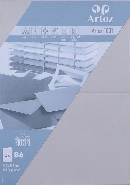 ARTOZ Cartes 1001 B6 107362262 220g, gris clair 5 feuilles