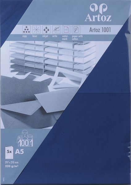 ARTOZ Cartes 1001 A5 107392264 220g, classic blue 5 feuilles