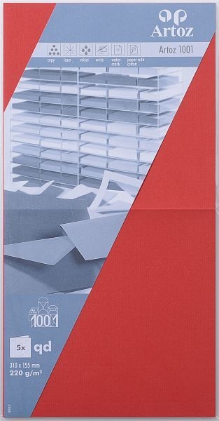 ARTOZ Cartes 1001 310x155mm 107452265 220g, rouge 5 feuilles