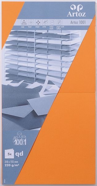 ARTOZ Cartes 1001 310x155mm 107452265 220g, orange 5 feuilles