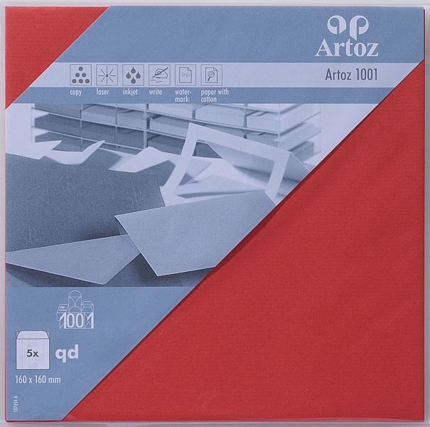 ARTOZ Enveloppes 1001 160x160mm 107454185 100g, rouge 5 pcs. 100g, rouge 5 pcs.