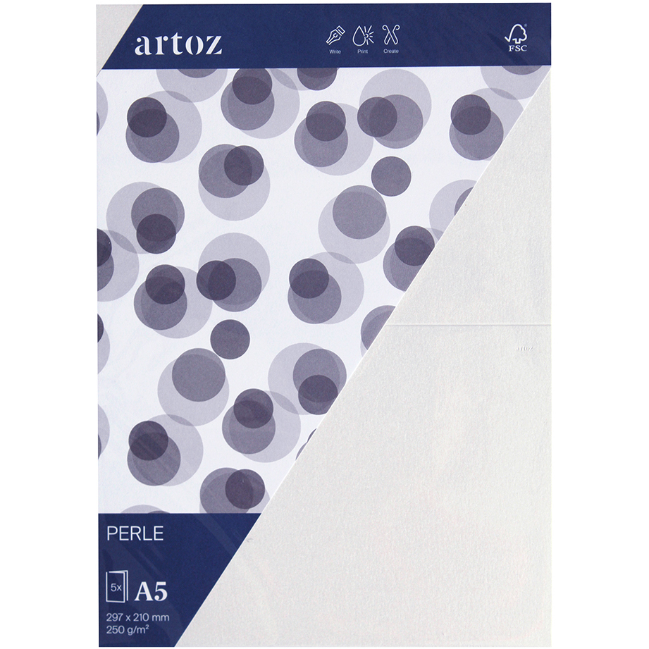 ARTOZ Karten Perle A5 118392262 290g, weiss 5 Blatt