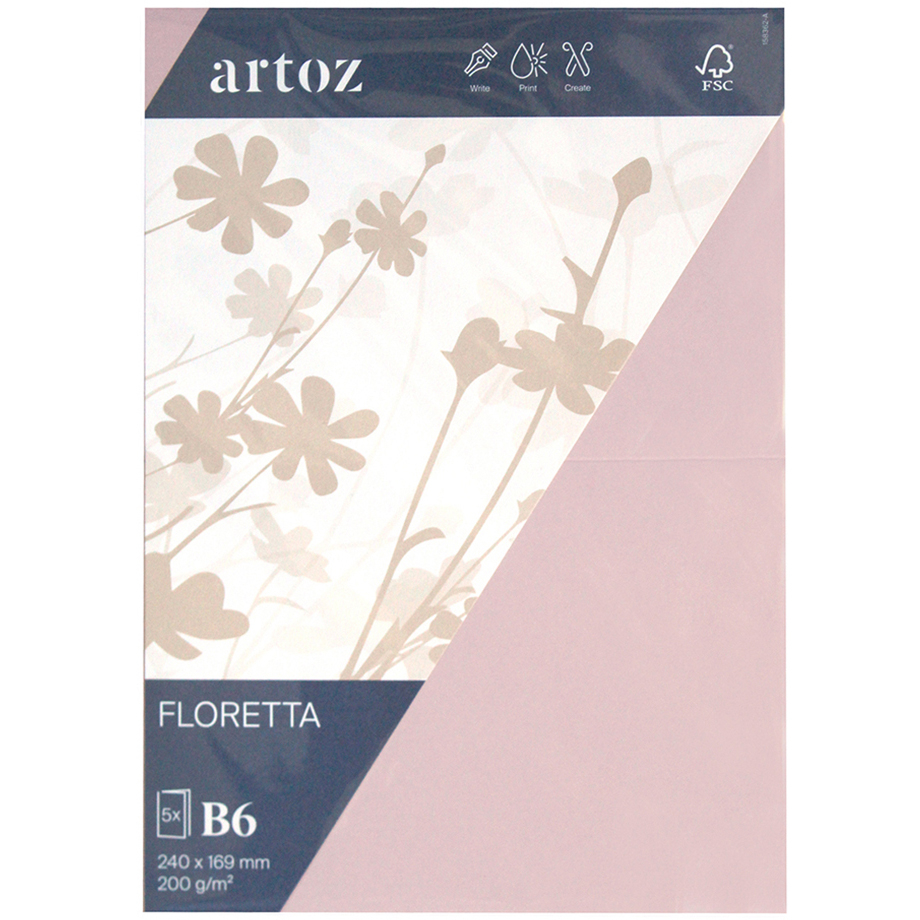 photo ARTOZ Cartes 1001 B6 15836226-281 200g, rose clair 5 feuilles