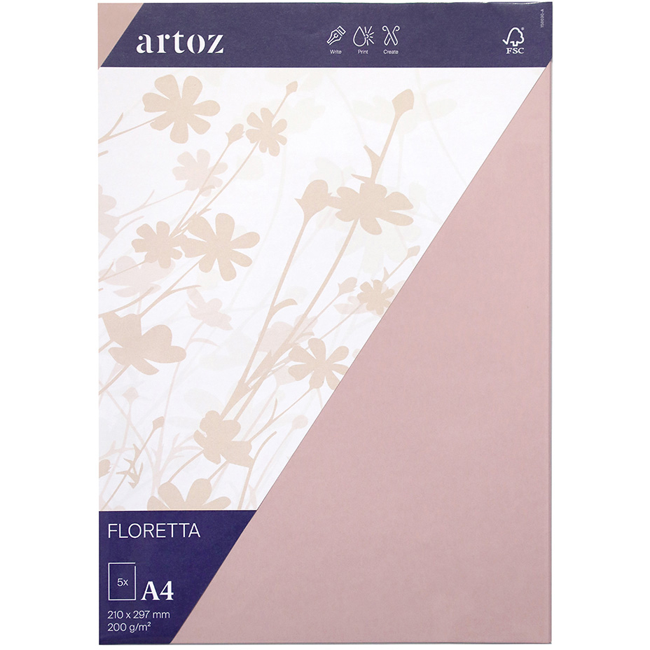 photo ARTOZ Cartes 1001 A4 15869614-281 200g, rose clair 5 feuilles