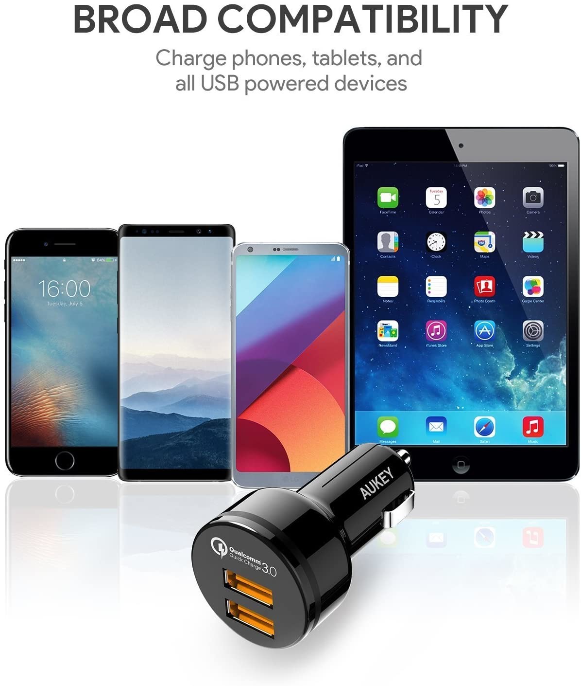 AUKEY Expedition CarCharger36W bl. CC-T8 2-Port,USB-type A, PD, QC3