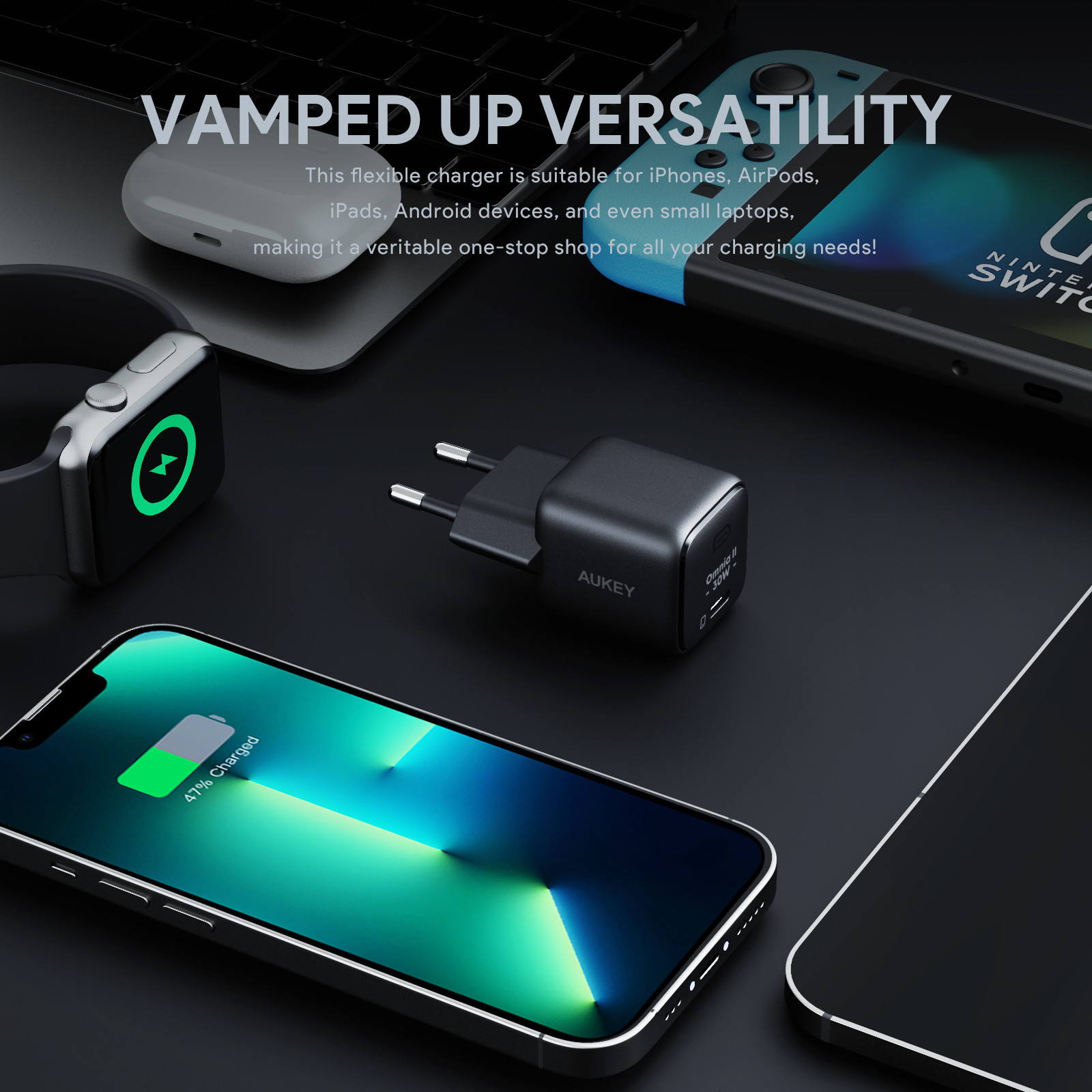 AUKEY Minima 30W GaN USB-C PA-B1L BK Wall Charger