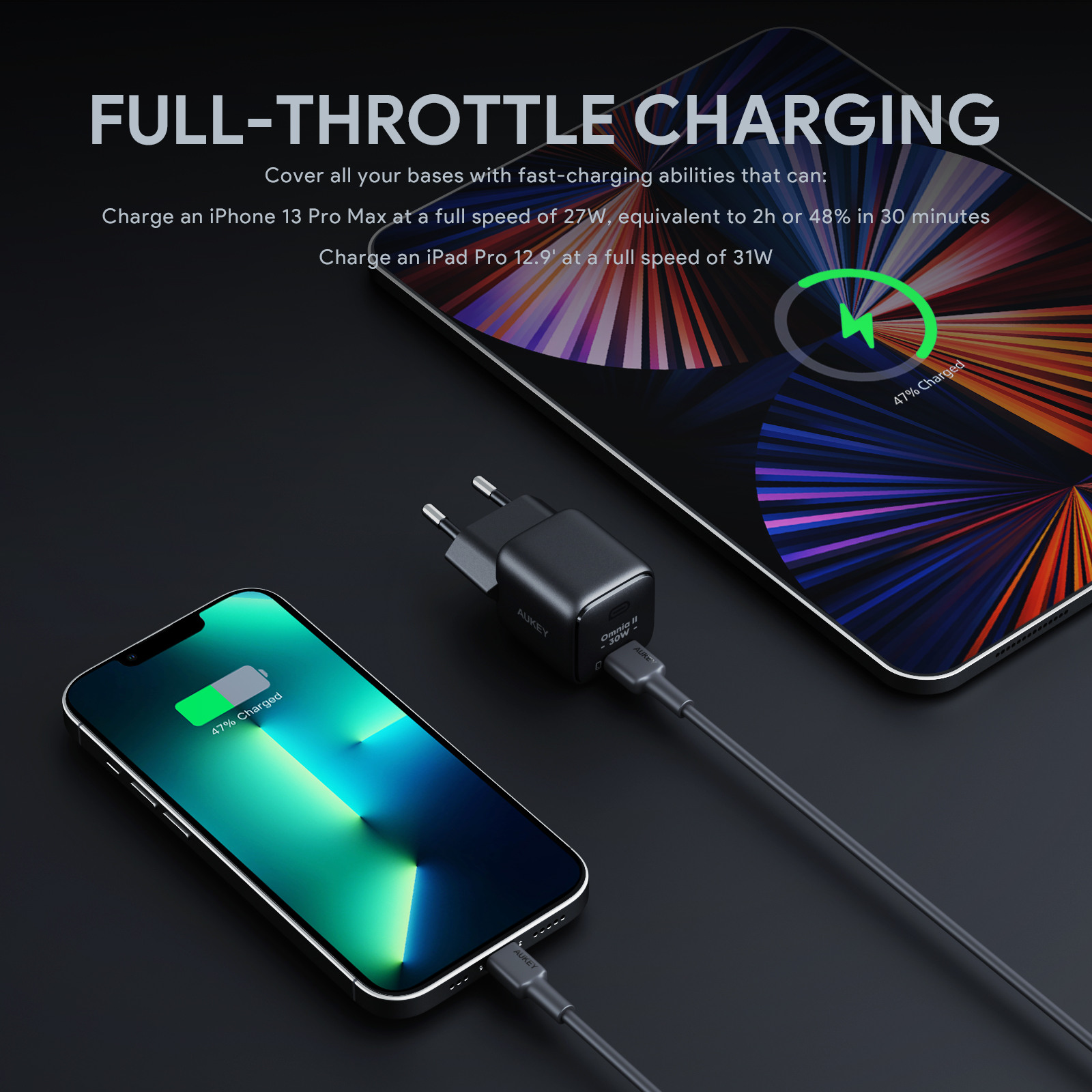 AUKEY Minima 30W GaN USB-C PA-B1L BK Wall Charger