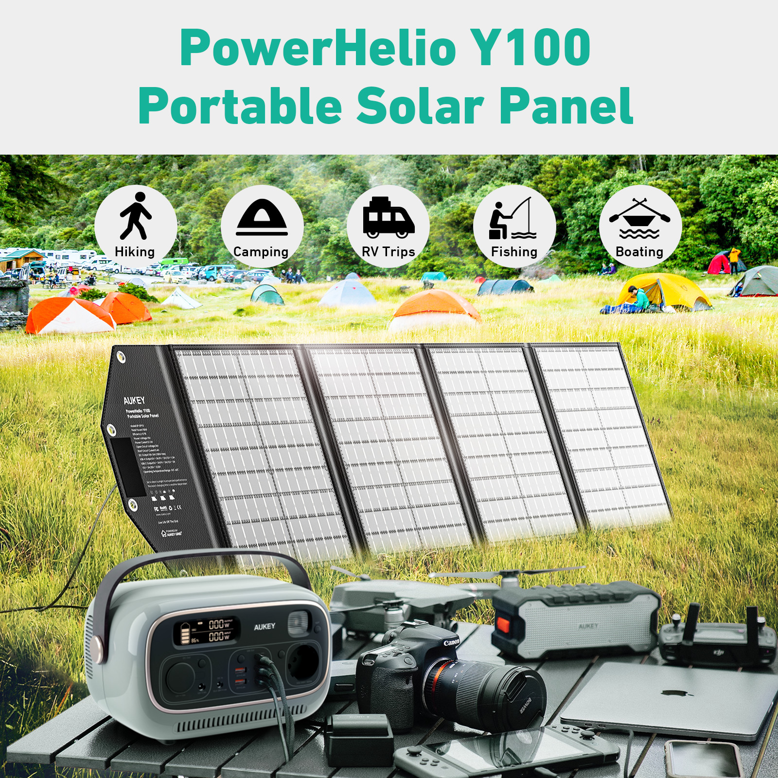 AUKEY PowerHelio Y100 (100W) SP-GP10 Portable Solar Panel