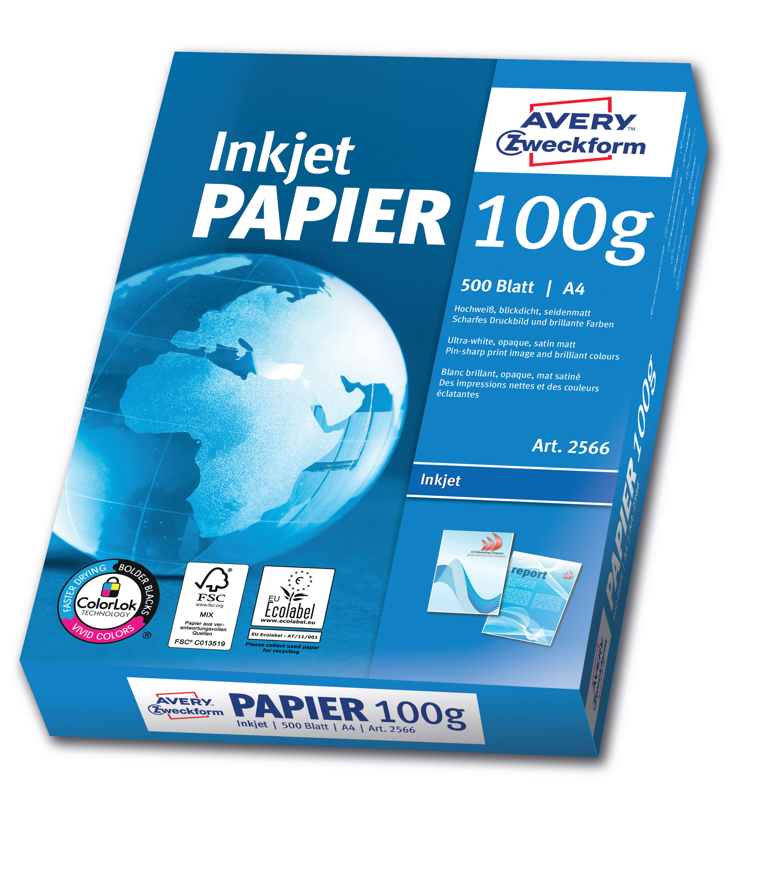 photo AVERY ZWECKFORM InkJet Paper A4 2566 100g, blanc 500 feuilles
