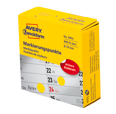 AVERY ZWECKFORM Marqueurs 10mm 3852 jaune 800 pcs.