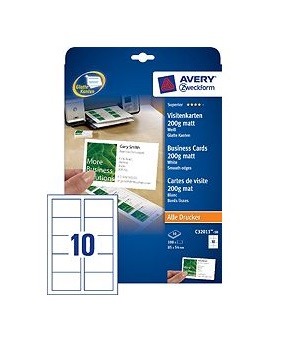 AVERY ZWECKFORM Carte de visite mat 85x54mm C32011-10 Univer.200g, blanc 10f./10pcs.