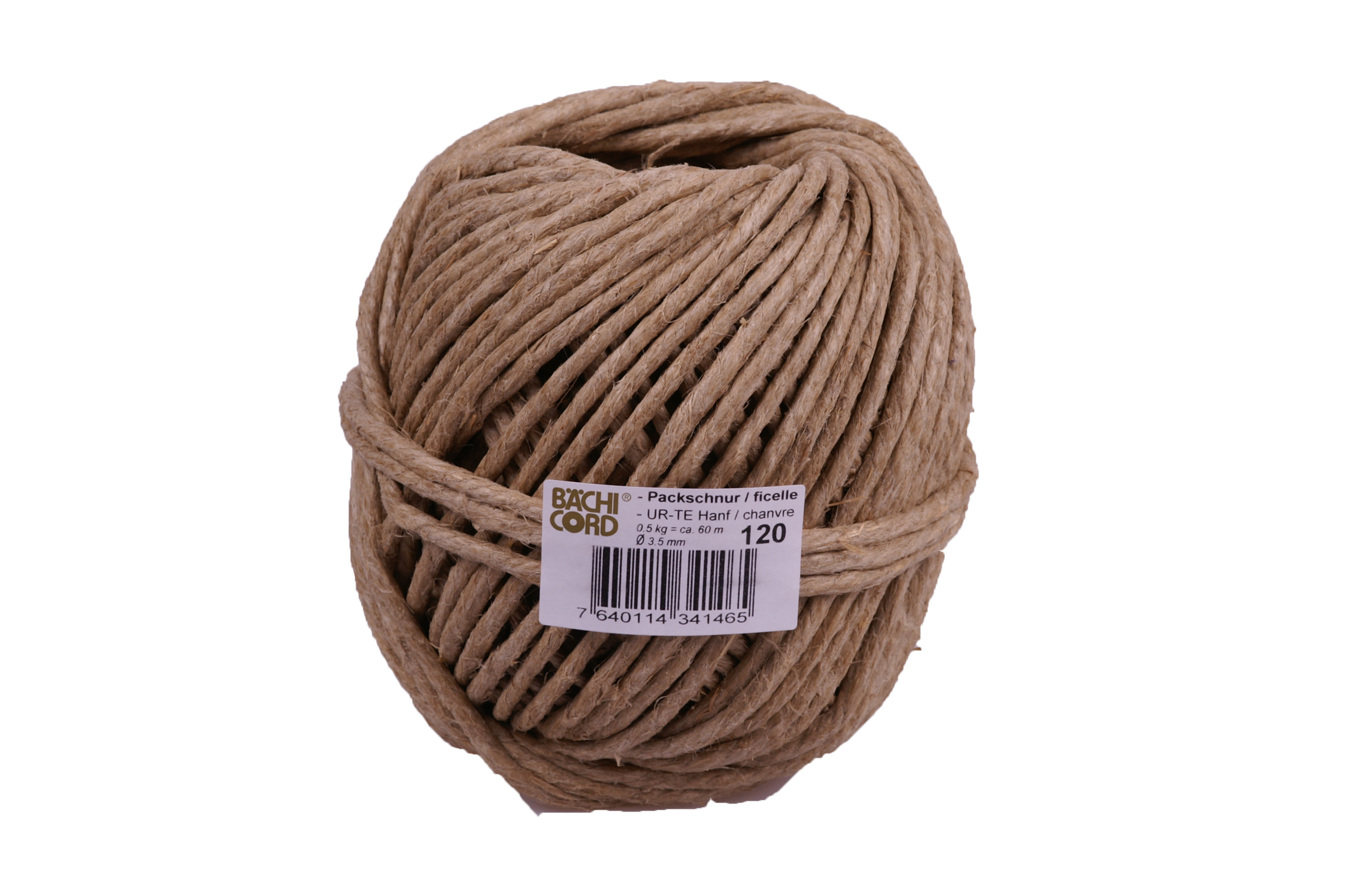 BAECHI Ficelle d'emballage chanvre 511001205 500g, 3,5mm 60m