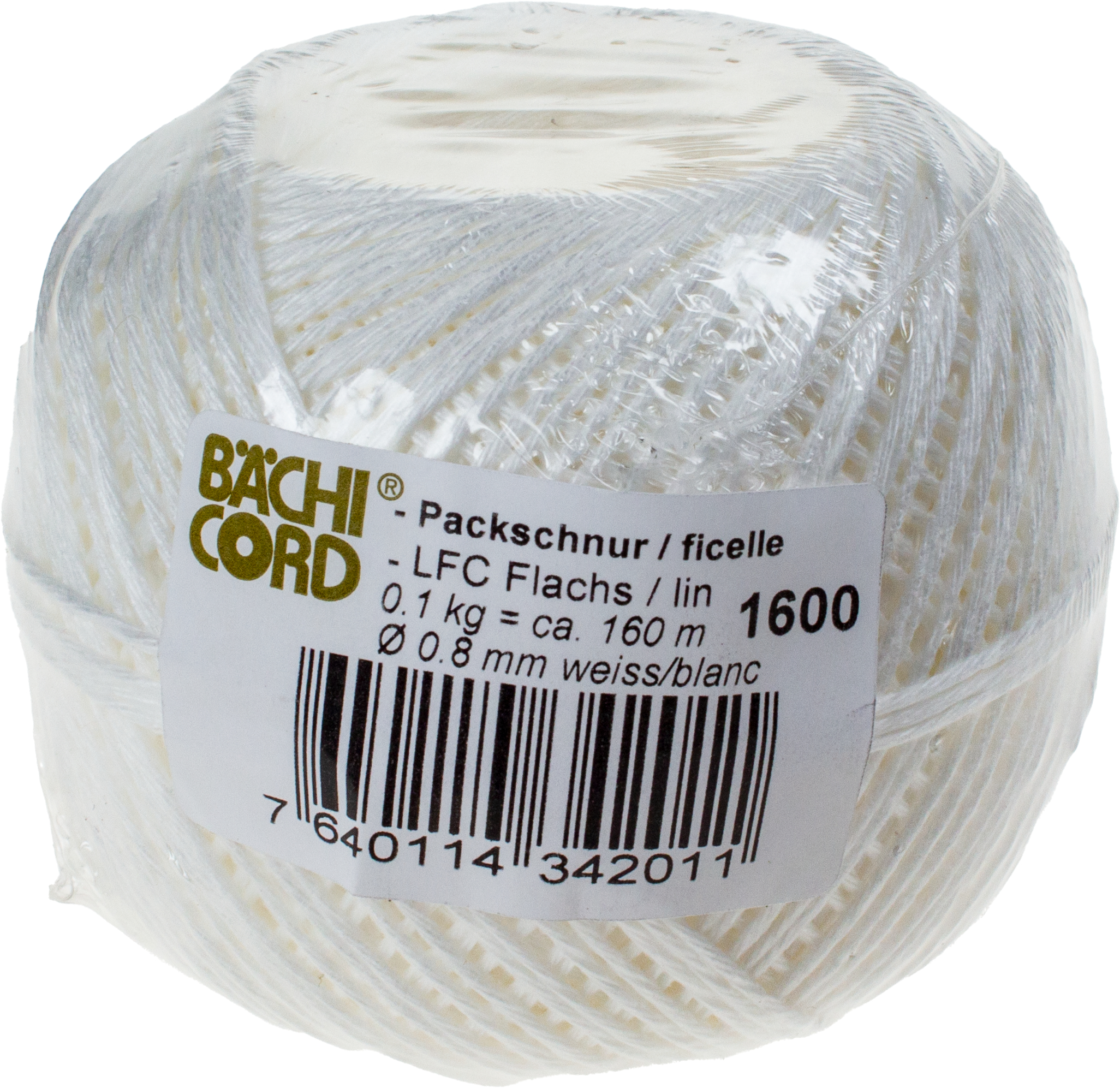 BAECHI Ficelle d'emballage LFC blanc 541016031 160m, 0,8mm 100g 160m, 0,8mm 100g