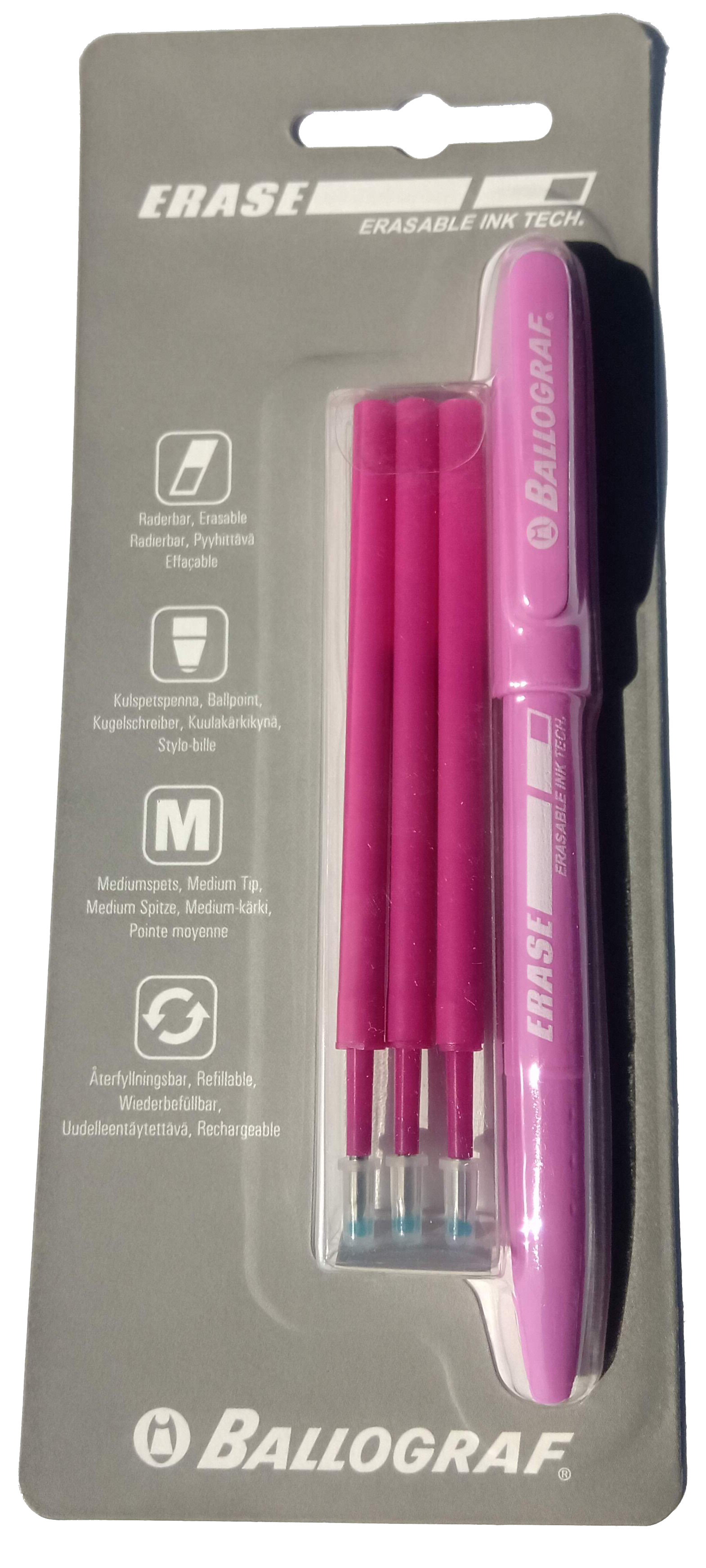 BALLOGRAF Erase Pen 0.7mm 20230 rose, avec recharges