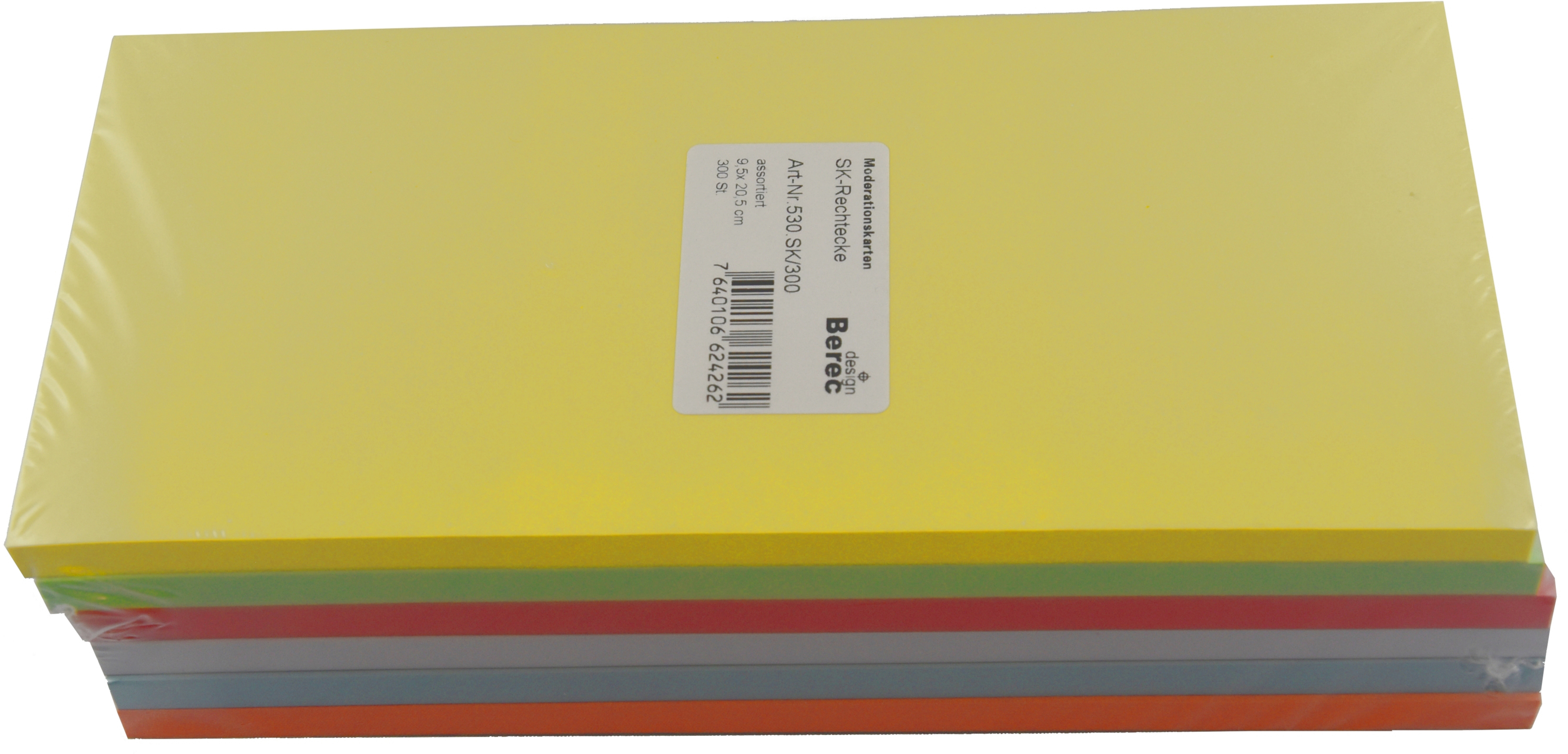 BEREC Cartes, 6 couleurs ass. 530.SK300 rectangle 205x95mm 300 pcs.