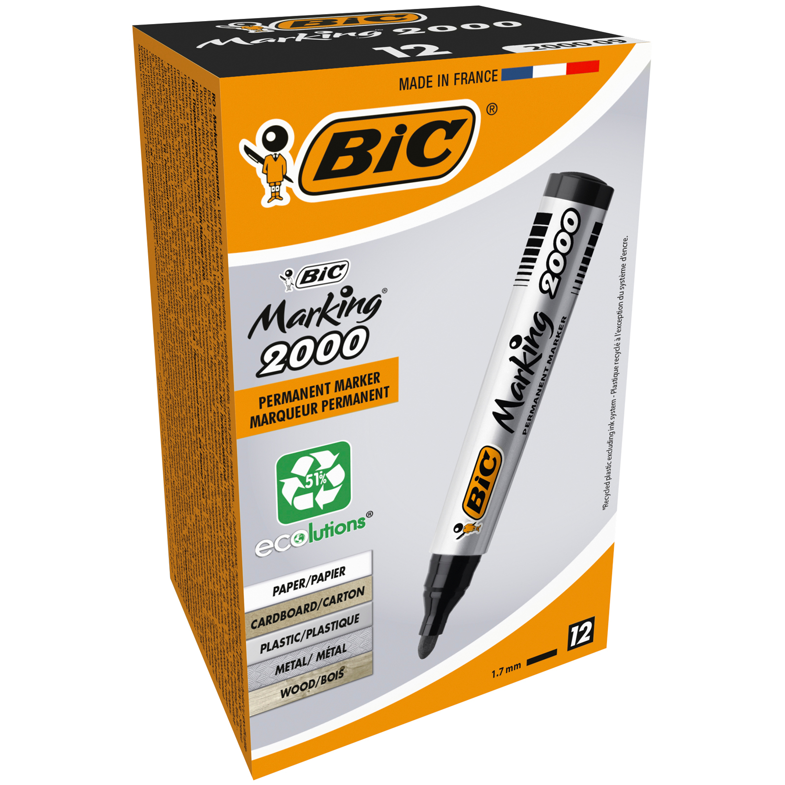 BIC Marking 2000 1.7mm 8209153 Ecolutions noir 12 pcs.