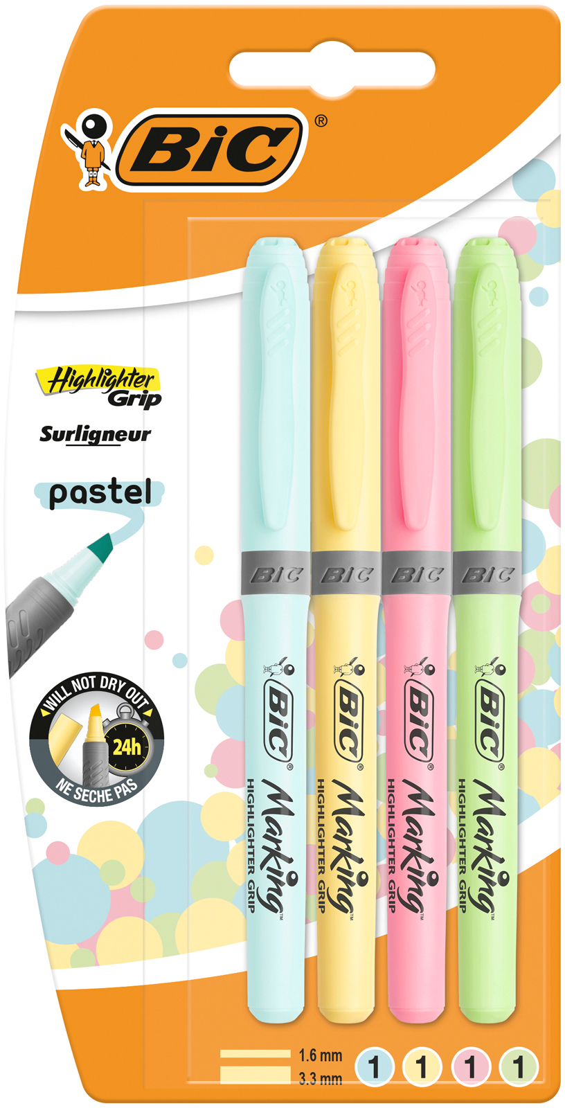 BIC Textmarker Pastel 1.6-3.3mm 964859 4 couleurs