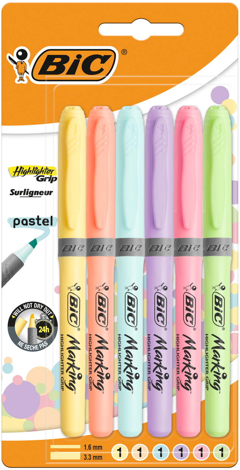 BIC Textmarker Pastel 992561 6 couleurs ass.