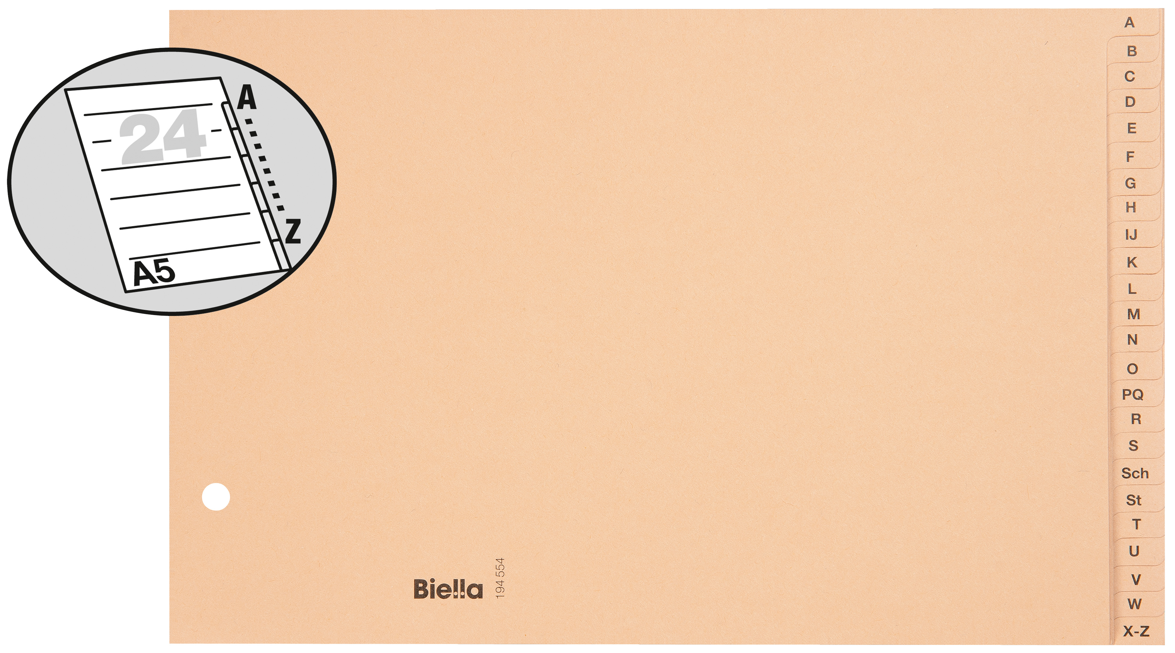 BIELLA Répertoires carton brun A5 19455400U A-Z