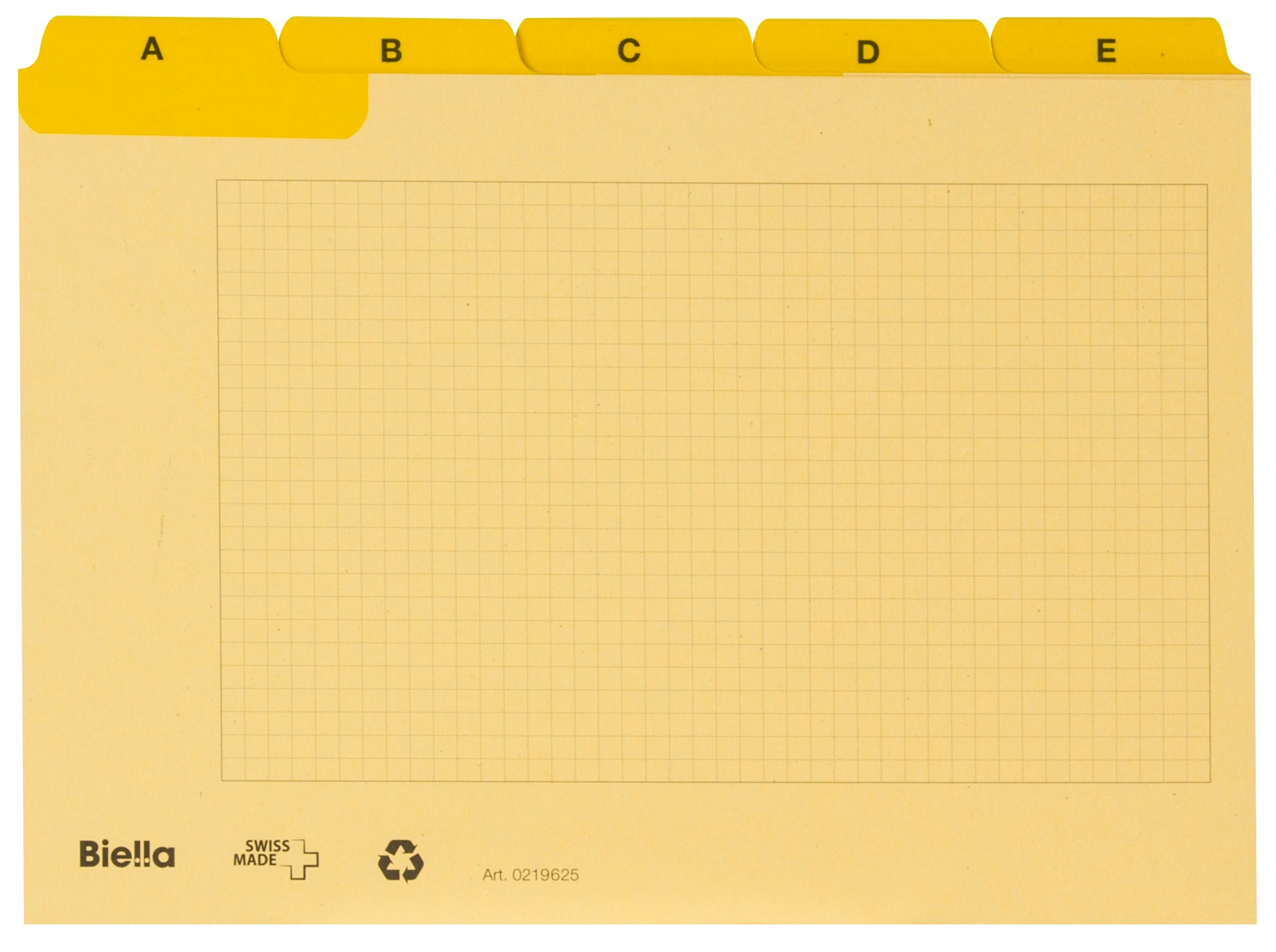 BIELLA Leitkarten A6 A-Z 25-teilig gelb Recycling-Karton grau<br>